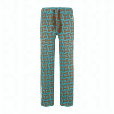 Wales Bonner Geometric Patterned Brown Casual Pants In Blue