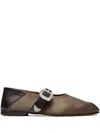 Wales Bonner Leather-trimmed Satin Mary Jane Flats In Brown