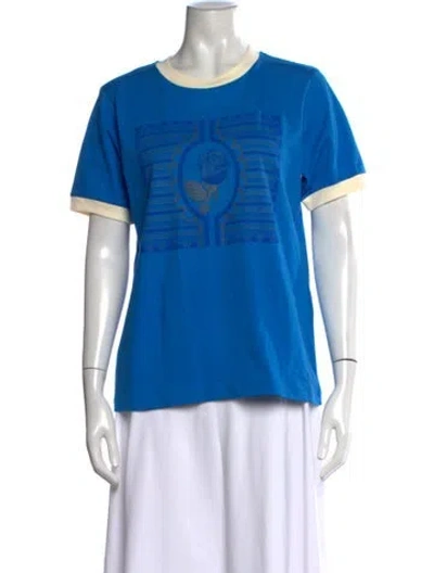 Pre-owned Wales Bonner Graphic Print Crew Neck T-shirt In Blue