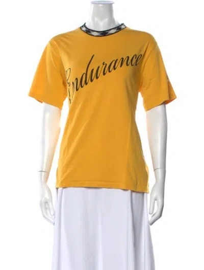 Pre-owned Wales Bonner Graphic Print Crew Neck T-shirt In Yellow