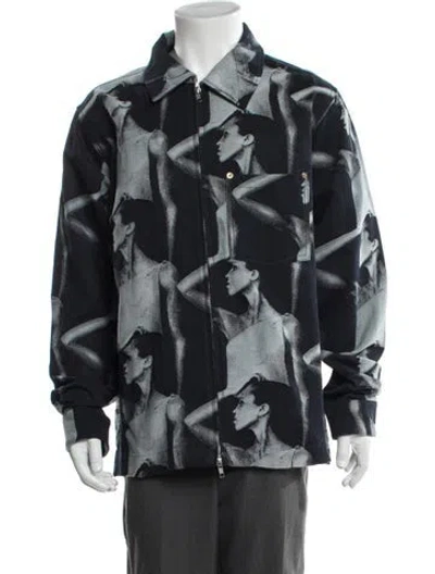 Pre-owned Wales Bonner Graphic Print Jacket In Blue