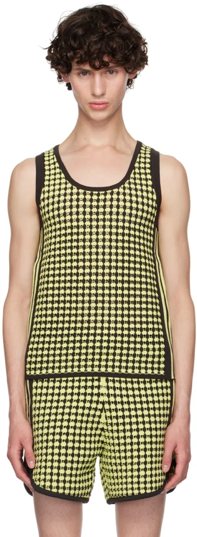 Wales Bonner Green & Brown Adidas Originals Edition Ribbed Tank Top In Frozen Yellow/brown