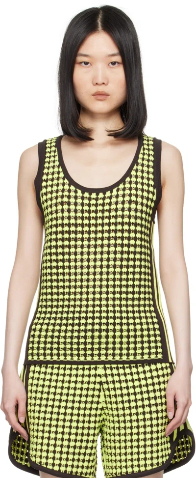 Wales Bonner Green & Brown Adidas Originals Edition Ribbed Tank Top In Yellow/night Brown