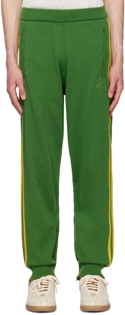 Wales Bonner Green & Yellow Adidas Originals Edition Embroidered Logo Sweatpants In Crew Green