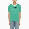 WALES BONNER GREEN COTTON T-SHIRT WITH PRINT