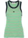 WALES BONNER GREEN STRIPED KNITTED TANK TOP - WOMEN'S - SUPIMA COTTON/ELASTANE