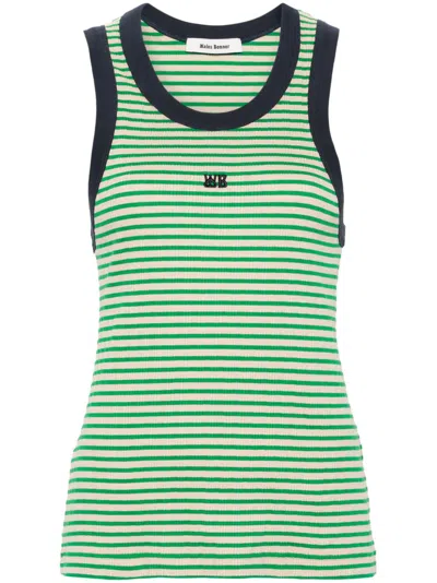 WALES BONNER GREEN STRIPED KNITTED TANK TOP