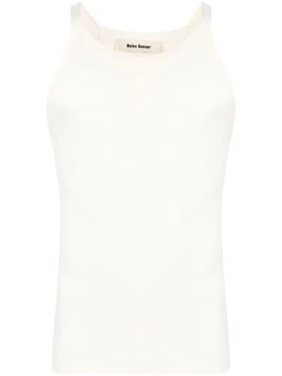 Wales Bonner Logo-embroidered Ribbed Tank Top In White