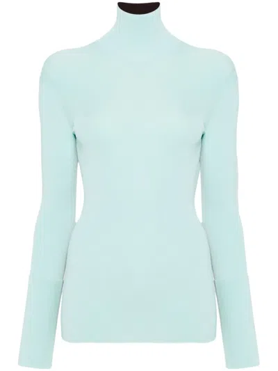 Wales Bonner High-neck Long-sleeve Top In Blue