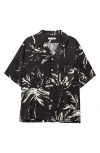 Wales Bonner Men's High Life Marble-print Camp Shirt In Mcnish Black/white