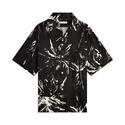 Pre-owned Wales Bonner Highlife Bowling Shirt 'mcnish Black/white' | Men's Size 54