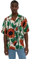 Wales Bonner 'highlife' Twill Bowling Shirt In Poppy Red