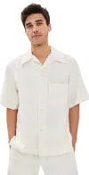 Shop Wales Bonner Highlife Bowling Shirt White/blue Stripe