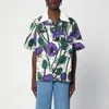 Wales Bonner Bowling Shirt With Floral Pattern And Short Sleeves In Purple