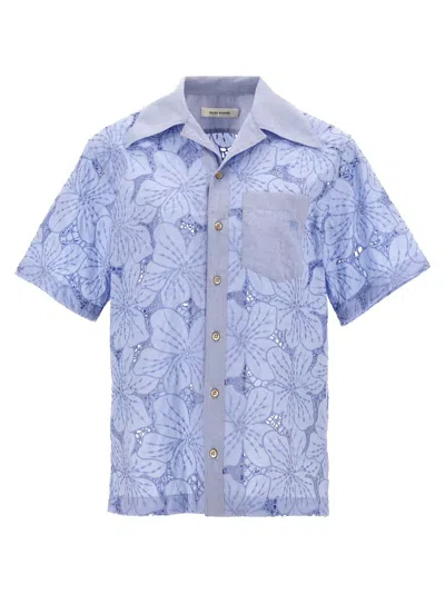 Wales Bonner Highlife Floral Cotton-blend Bowling Shirt In Azul Claro