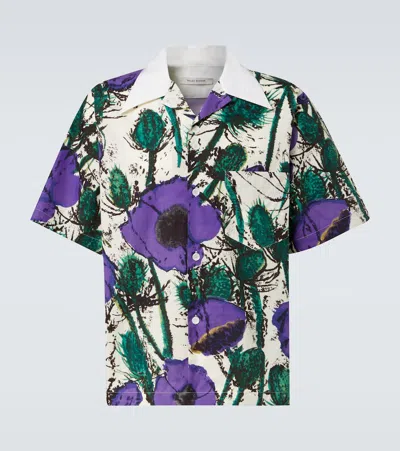 Wales Bonner Highlife Bowling Shirt With Purple Print