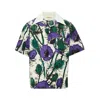 Wales Bonner Bowling Shirt With Floral Pattern And Short Sleeves In Multicolor