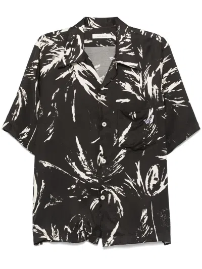 Wales Bonner Men's High Life Marble-print Camp Shirt In Mcnish Black/white