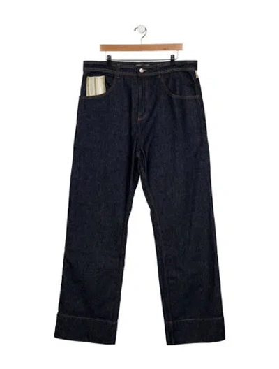 Pre-owned Wales Bonner High-rise Wide Leg Jeans In Blue