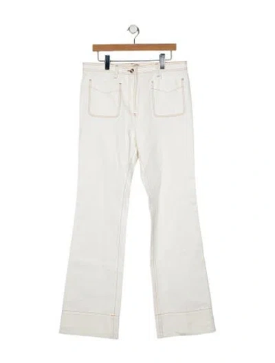 Pre-owned Wales Bonner High-rise Wide Leg Jeans In White