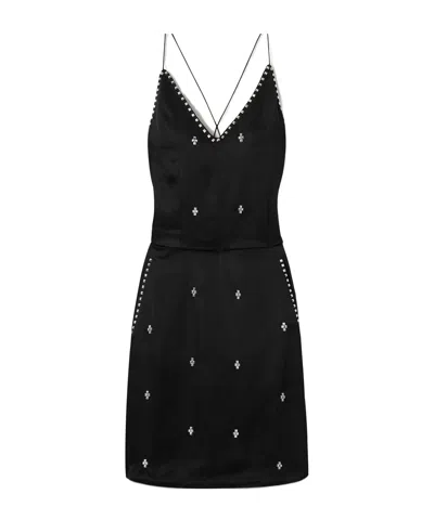 Wales Bonner Honour Studded Satin Mini Dress In Black
