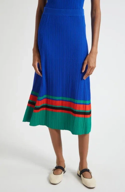 Wales Bonner Island Rib Knit Midi Skirt In Blue