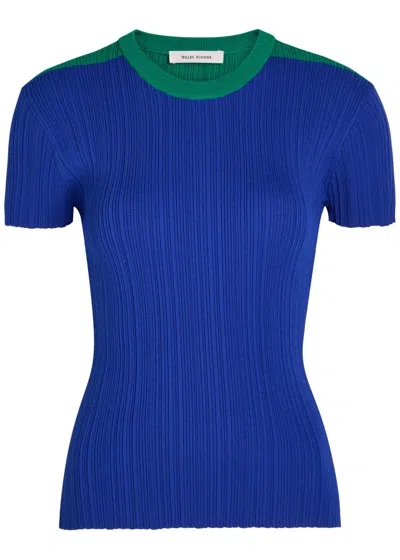 Wales Bonner Island Ribbed-knit T-shirt In Blue