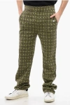 Wales Bonner Jacquard Pants With Crochet Side Bands In Olive And Dark Brown