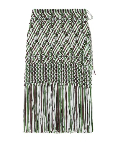 Wales Bonner Java Fringed Macramé Midi Skirt In Multi
