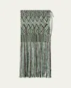 Wales Bonner Java Macrame Fringe Midi Skirt In Green