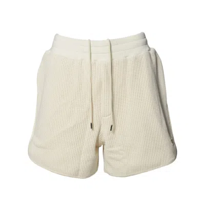 Wales Bonner Jersey Ivory Perforated Song Bermuda Shorts In Neutral