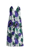 Wales Bonner Josephine Printed Cotton Sateen Midi Dress In Purple