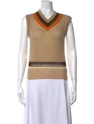 Pre-owned Wales Bonner Kid Mohair Colorblock Pattern Sweater In Neutral