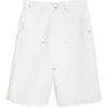 Shop Wales Bonner Kingston Oversize Cutoff Shorts In Light Chalk