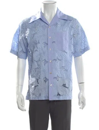 Pre-owned Wales Bonner Lace Pattern Short Sleeve Shirt In Blue