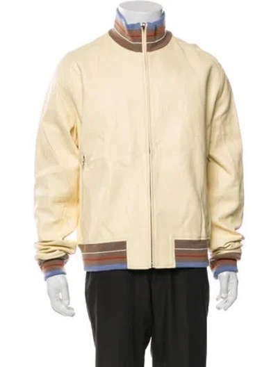Pre-owned Wales Bonner Lambskin Striped Bomber Jacket In Neutral