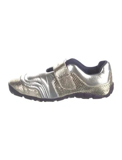 Pre-owned Wales Bonner Leather Animal Print Sneakers In Silver