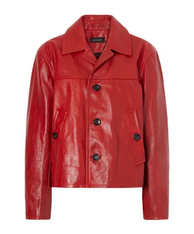 Wales Bonner Kamala Leather Biker Jacket In Red