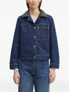Wales Bonner Leather-collar Denim Jacket In Blue