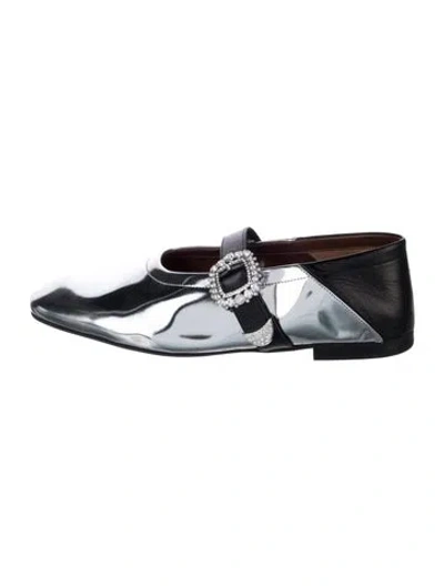 Pre-owned Wales Bonner Leather Mary Jane Flats In Black