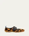 Wales Bonner Leopard Mary Jane Ballerina Sneakers In Tanblack