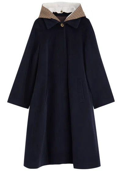 Wales Bonner Liberty Wool-blend Coat In Navy