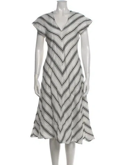 Pre-owned Wales Bonner Linen Midi Length Dress In Neutral