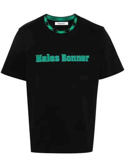 Wales Bonner Logo Cotton T-shirt In Black