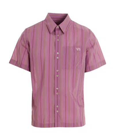 Wales Bonner Logo-embroidered Striped Shirt In Pink