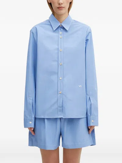 Wales Bonner Logo-embroidered Button-down Shirt In Blue
