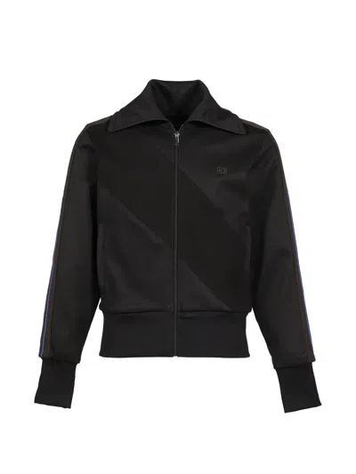 Wales Bonner Form Logo-embroidered Striped Jersey Jacket In Black