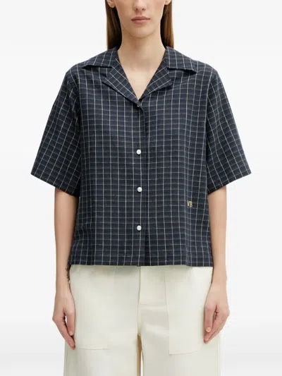 Wales Bonner London Bowling Check-print Short-sleeve Shirt In Black
