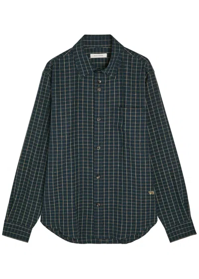 Wales Bonner London Logo Checked Stretch-linen Shirt In Multi