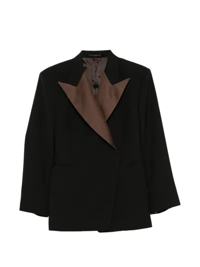 Wales Bonner Long-sleeve Buttoned Blazer In Black